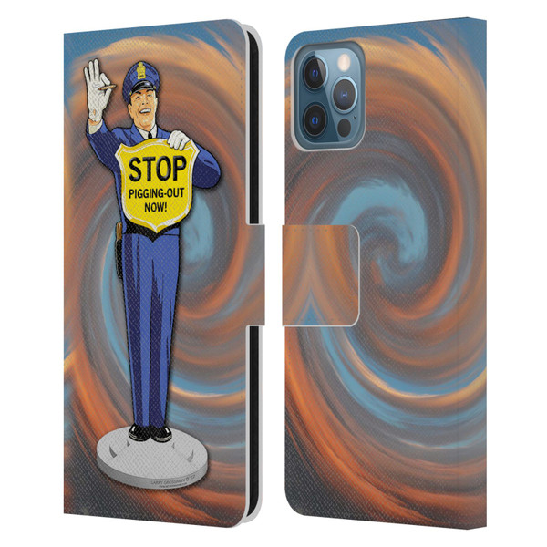 Larry Grossman Retro Collection Stop Pigging Out Leather Book Wallet Case Cover For Apple iPhone 12 / iPhone 12 Pro