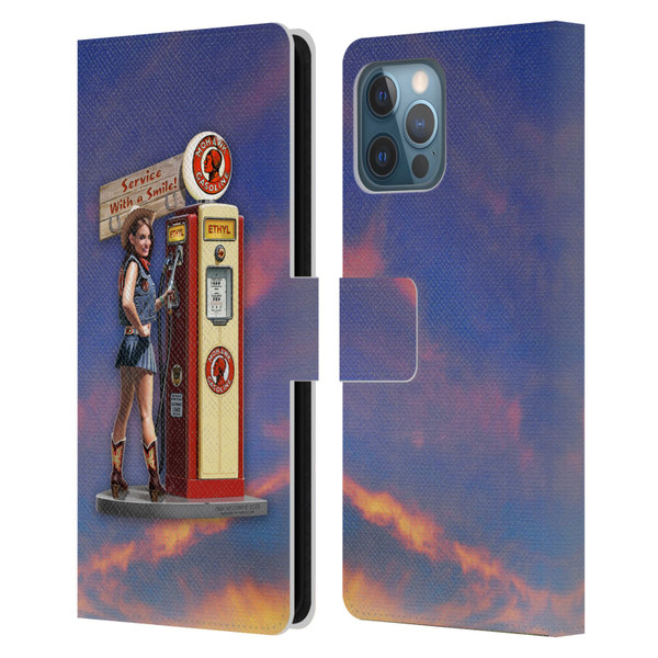 Larry Grossman Retro Collection Gasoline Girl Leather Book Wallet Case Cover For Apple iPhone 12 Pro Max