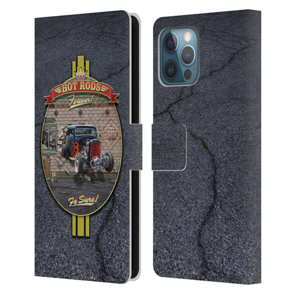 Larry Grossman Retro Collection Hot Rods Forever Leather Book Wallet Case Cover For Apple iPhone 12 Pro Max