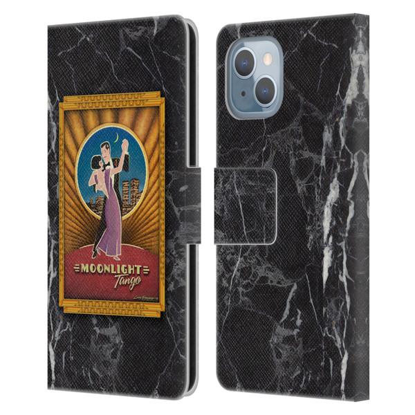 Larry Grossman Retro Collection Moonlight Tango Leather Book Wallet Case Cover For Apple iPhone 14