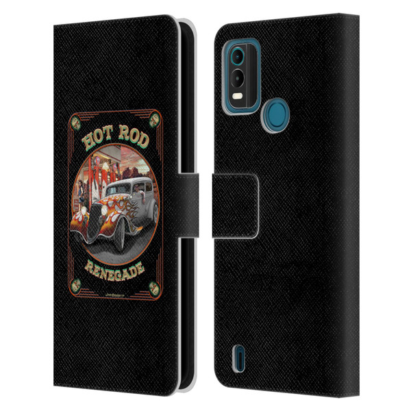 Larry Grossman Retro Collection Hot Rod Renegade Leather Book Wallet Case Cover For Nokia G11 Plus