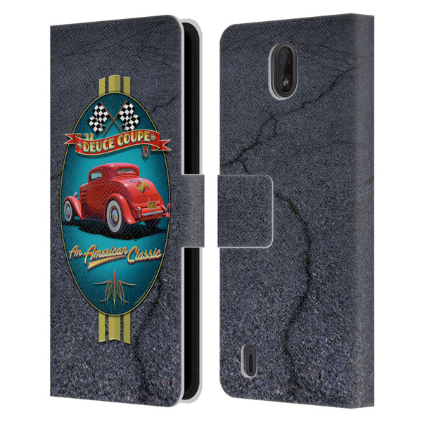 Larry Grossman Retro Collection Deuce Coupe Classic Leather Book Wallet Case Cover For Nokia C01 Plus/C1 2nd Edition