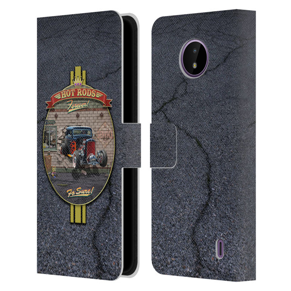 Larry Grossman Retro Collection Hot Rods Forever Leather Book Wallet Case Cover For Nokia C10 / C20