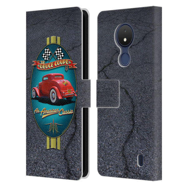 Larry Grossman Retro Collection Deuce Coupe Classic Leather Book Wallet Case Cover For Nokia C21