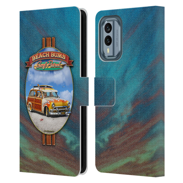 Larry Grossman Retro Collection Beach Bums Surf Patrol Leather Book Wallet Case Cover For Nokia X30