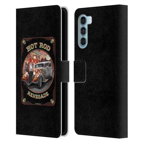 Larry Grossman Retro Collection Hot Rod Renegade Leather Book Wallet Case Cover For Motorola Edge S30 / Moto G200 5G
