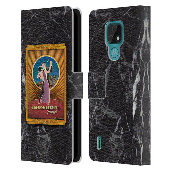 Larry Grossman Retro Collection Moonlight Tango Leather Book Wallet Case Cover For Motorola Moto E7