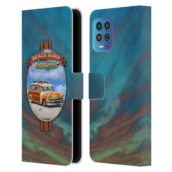 Larry Grossman Retro Collection Beach Bums Surf Patrol Leather Book Wallet Case Cover For Motorola Moto G100