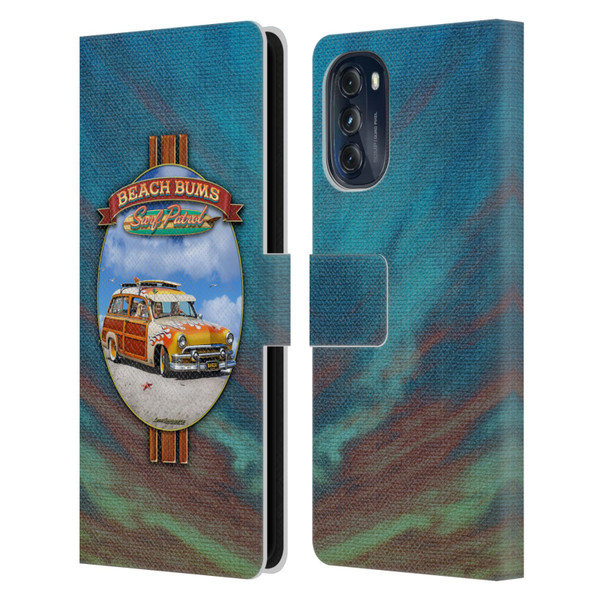 Larry Grossman Retro Collection Beach Bums Surf Patrol Leather Book Wallet Case Cover For Motorola Moto G (2022)