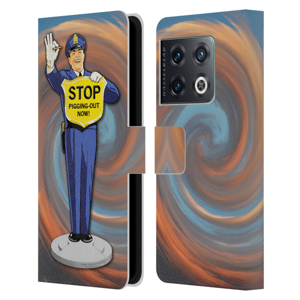 Larry Grossman Retro Collection Stop Pigging Out Leather Book Wallet Case Cover For OnePlus 10 Pro