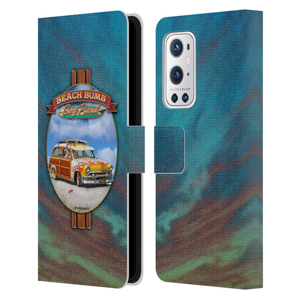 Larry Grossman Retro Collection Beach Bums Surf Patrol Leather Book Wallet Case Cover For OnePlus 9 Pro