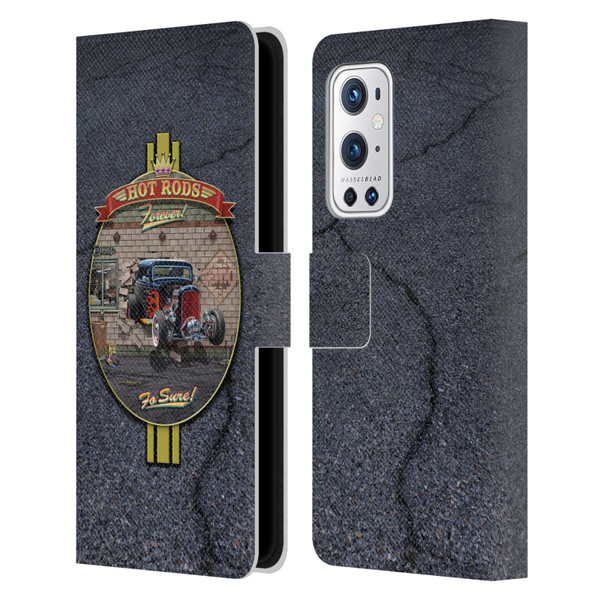 Larry Grossman Retro Collection Hot Rods Forever Leather Book Wallet Case Cover For OnePlus 9 Pro