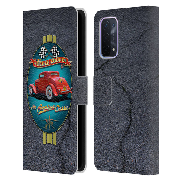 Larry Grossman Retro Collection Deuce Coupe Classic Leather Book Wallet Case Cover For OPPO A54 5G