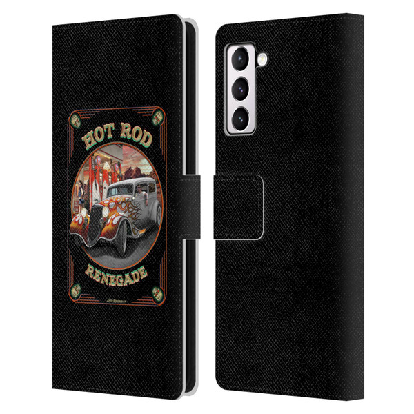 Larry Grossman Retro Collection Hot Rod Renegade Leather Book Wallet Case Cover For Samsung Galaxy S21+ 5G