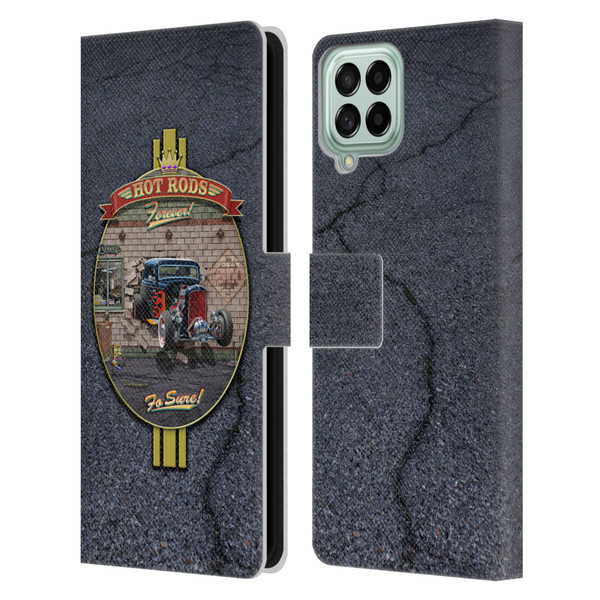 Larry Grossman Retro Collection Hot Rods Forever Leather Book Wallet Case Cover For Samsung Galaxy M33 (2022)