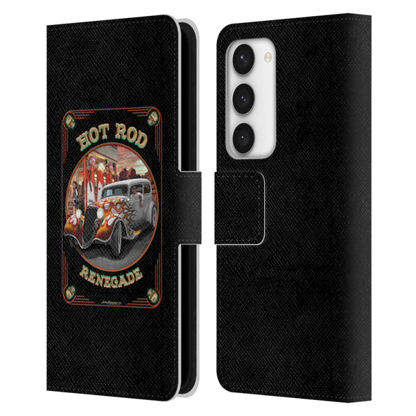Larry Grossman Retro Collection Hot Rod Renegade Leather Book Wallet Case Cover For Samsung Galaxy S23 5G