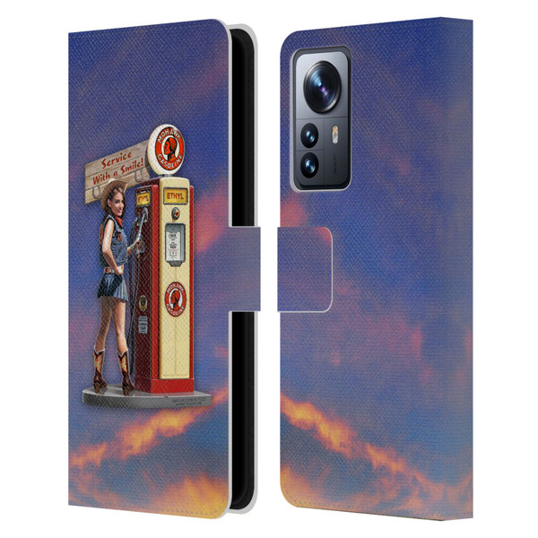 Larry Grossman Retro Collection Gasoline Girl Leather Book Wallet Case Cover For Xiaomi 12 Pro