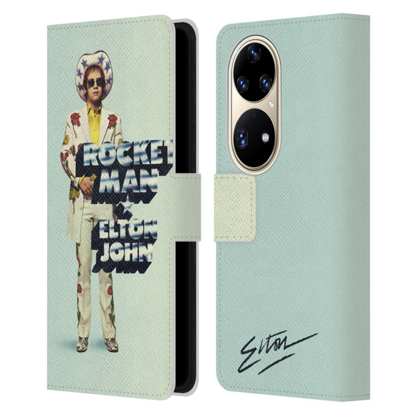 Elton John Artwork Rocket Man Single Leather Book Wallet Case Cover For Huawei P50 Pro