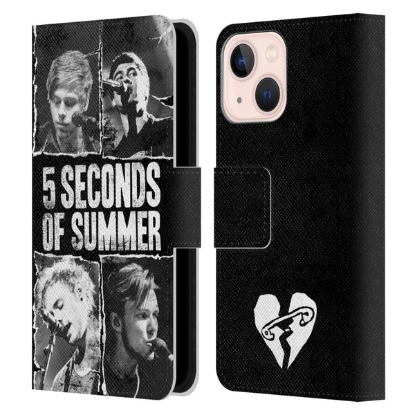 5 Seconds of Summer Posters Torn Papers 2 Leather Book Wallet Case Cover For Apple iPhone 13 Mini