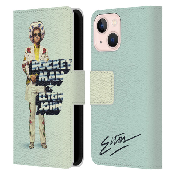 Elton John Artwork Rocket Man Single Leather Book Wallet Case Cover For Apple iPhone 13 Mini
