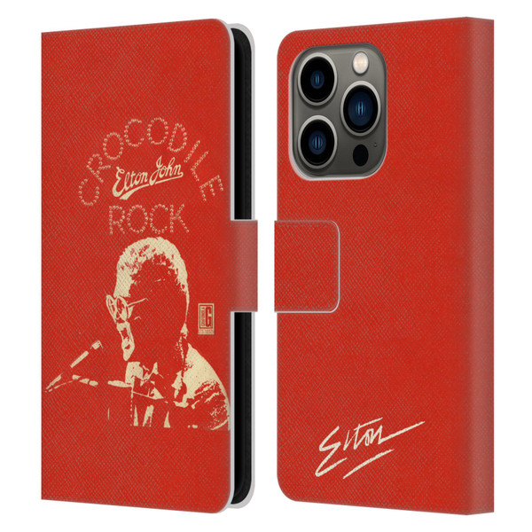 Elton John Artwork Crocodile Rock Single Leather Book Wallet Case Cover For Apple iPhone 14 Pro