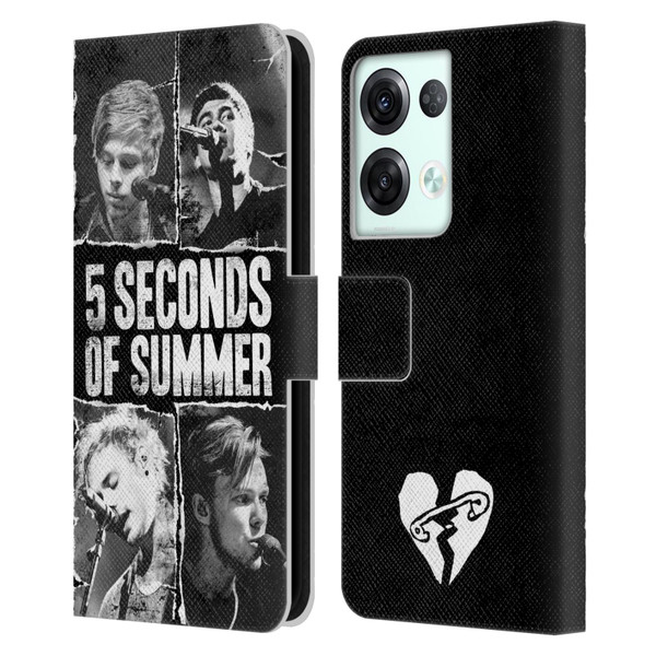 5 Seconds of Summer Posters Torn Papers 2 Leather Book Wallet Case Cover For OPPO Reno8 Pro