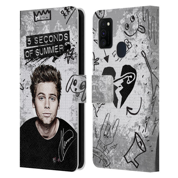 5 Seconds of Summer Solos Vandal Luke Leather Book Wallet Case Cover For Samsung Galaxy M30s (2019)/M21 (2020)