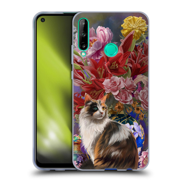 Nene Thomas Art Cat With Bouquet Of Flowers Soft Gel Case for Huawei P40 lite E