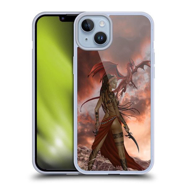 Nene Thomas Art African Warrior Woman & Dragon Soft Gel Case for Apple iPhone 14 Plus