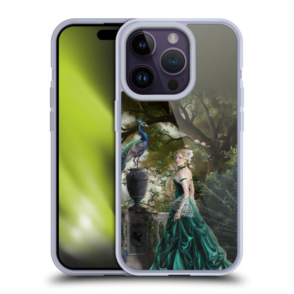 Nene Thomas Art Peacock & Princess In Emerald Soft Gel Case for Apple iPhone 14 Pro