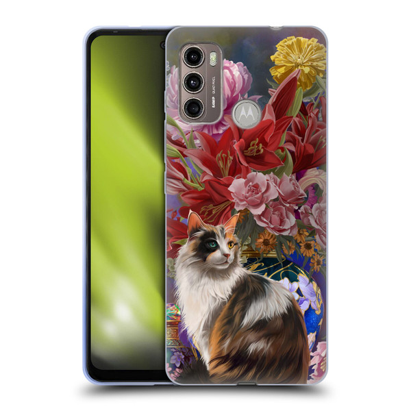 Nene Thomas Art Cat With Bouquet Of Flowers Soft Gel Case for Motorola Moto G60 / Moto G40 Fusion