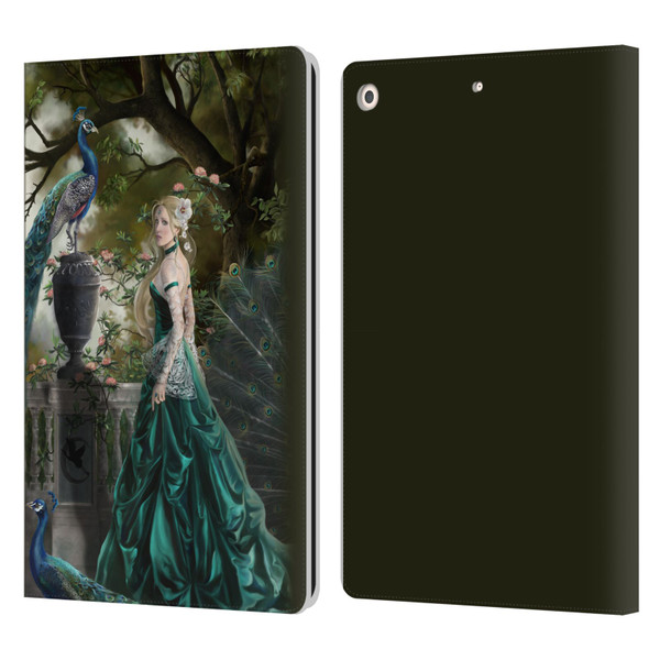 Nene Thomas Art Peacock & Princess In Emerald Leather Book Wallet Case Cover For Apple iPad 10.2 2019/2020/2021