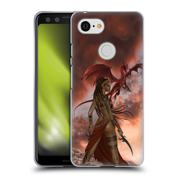 Nene Thomas Art African Warrior Woman & Dragon Soft Gel Case for Google Pixel 3