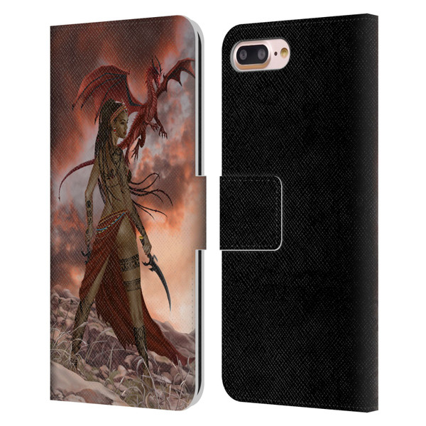 Nene Thomas Art African Warrior Woman & Dragon Leather Book Wallet Case Cover For Apple iPhone 7 Plus / iPhone 8 Plus