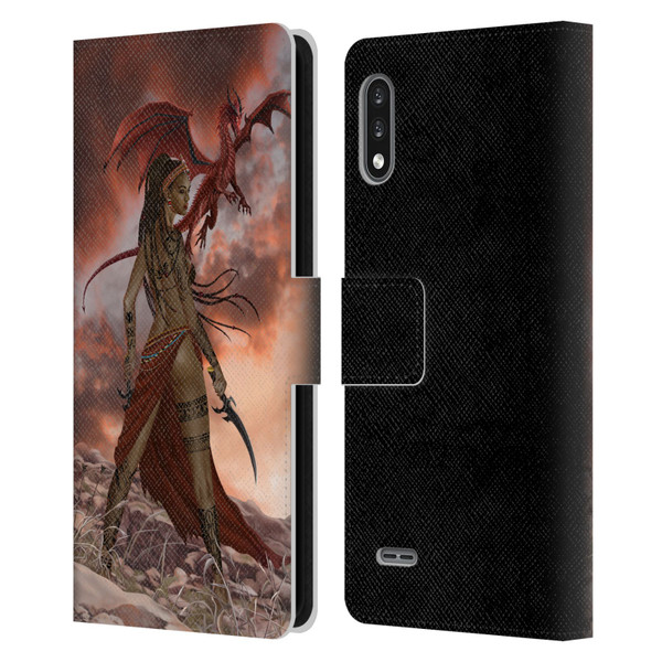 Nene Thomas Art African Warrior Woman & Dragon Leather Book Wallet Case Cover For LG K22