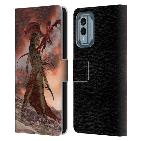 Nene Thomas Art African Warrior Woman & Dragon Leather Book Wallet Case Cover For Nokia X30