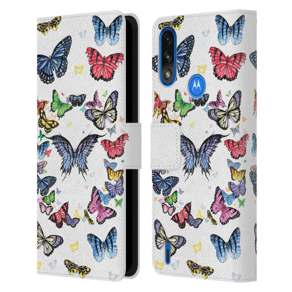 Nene Thomas Art Butterfly Pattern Leather Book Wallet Case Cover For Motorola Moto E7 Power / Moto E7i Power