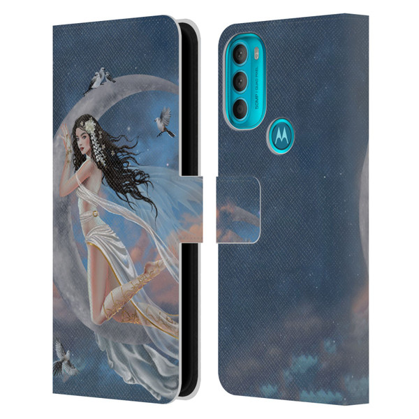 Nene Thomas Art Moon Lullaby Leather Book Wallet Case Cover For Motorola Moto G71 5G