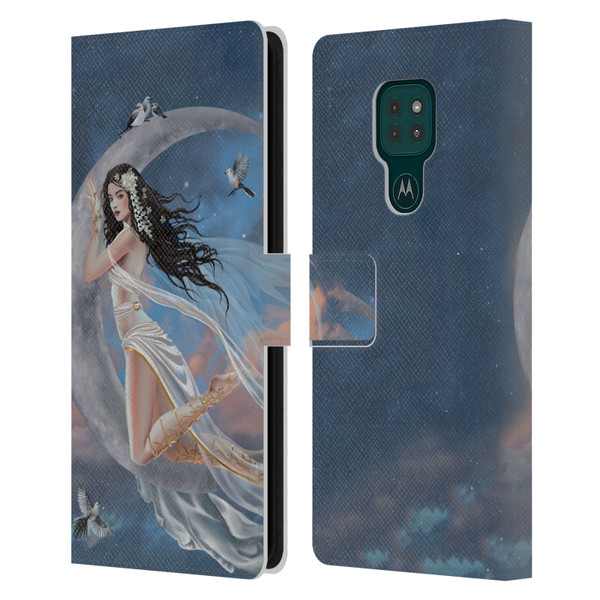 Nene Thomas Art Moon Lullaby Leather Book Wallet Case Cover For Motorola Moto G9 Play