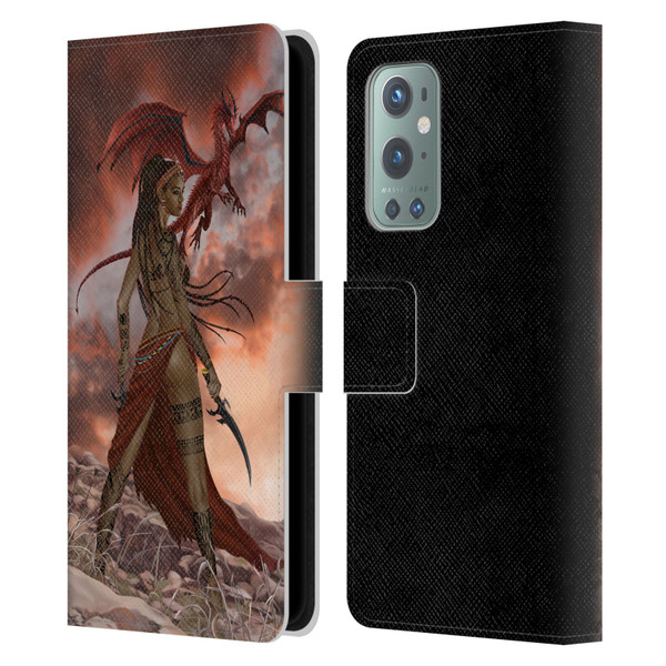 Nene Thomas Art African Warrior Woman & Dragon Leather Book Wallet Case Cover For OnePlus 9