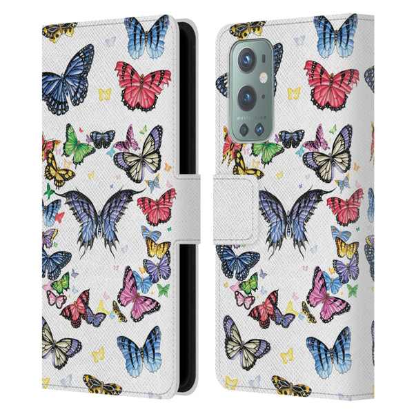 Nene Thomas Art Butterfly Pattern Leather Book Wallet Case Cover For OnePlus 9