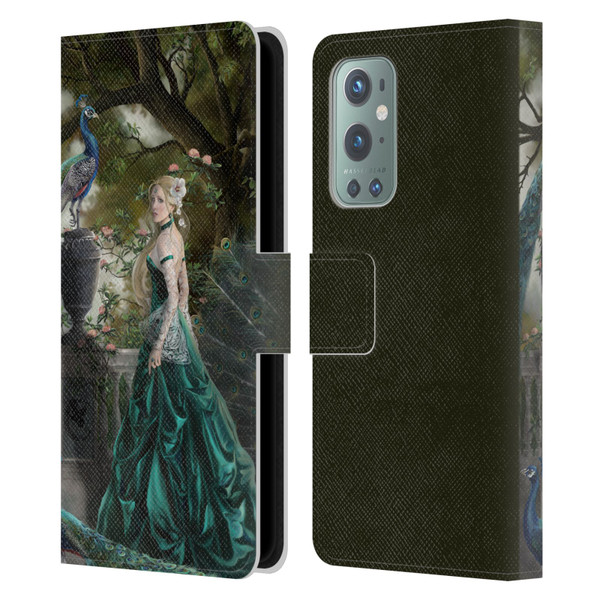 Nene Thomas Art Peacock & Princess In Emerald Leather Book Wallet Case Cover For OnePlus 9