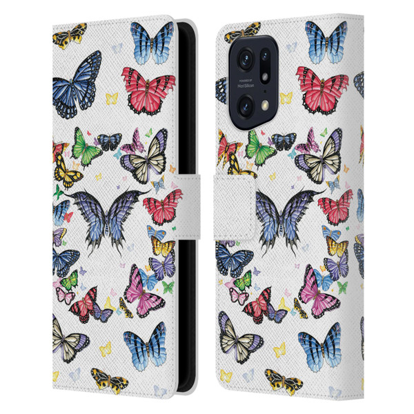 Nene Thomas Art Butterfly Pattern Leather Book Wallet Case Cover For OPPO Find X5