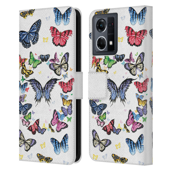 Nene Thomas Art Butterfly Pattern Leather Book Wallet Case Cover For OPPO Reno8 4G