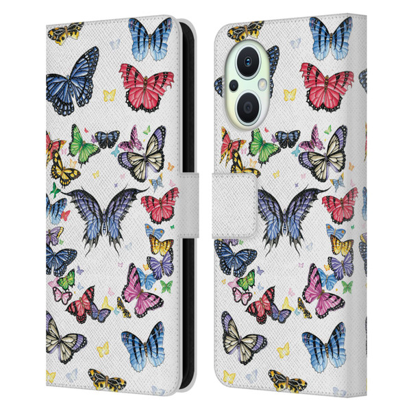 Nene Thomas Art Butterfly Pattern Leather Book Wallet Case Cover For OPPO Reno8 Lite