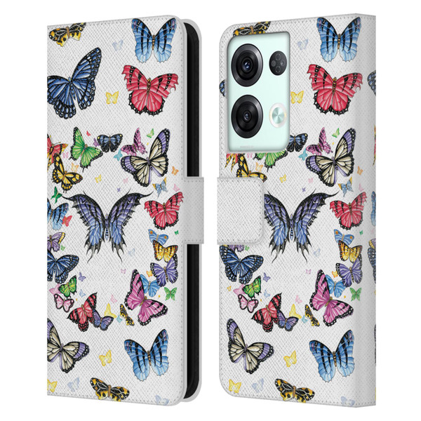 Nene Thomas Art Butterfly Pattern Leather Book Wallet Case Cover For OPPO Reno8 Pro