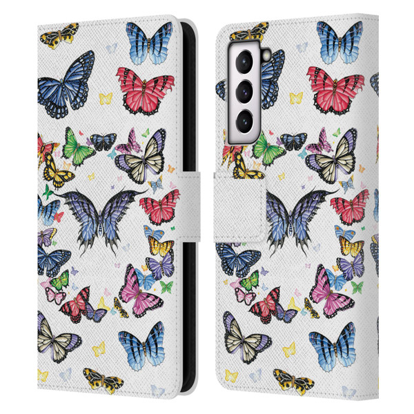 Nene Thomas Art Butterfly Pattern Leather Book Wallet Case Cover For Samsung Galaxy S21 5G