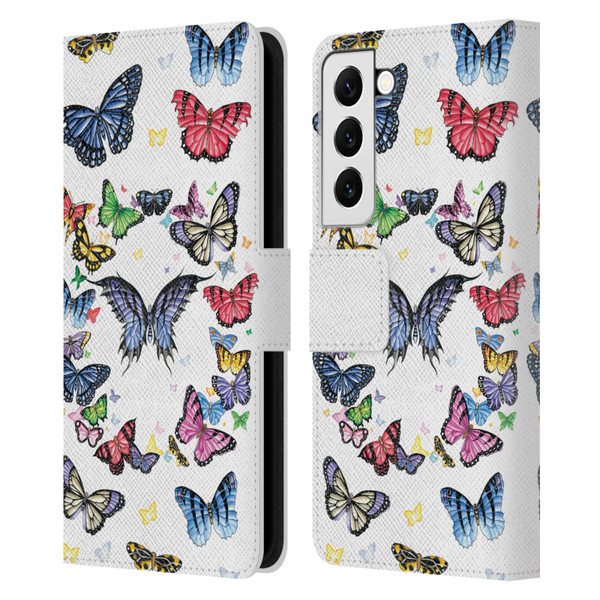 Nene Thomas Art Butterfly Pattern Leather Book Wallet Case Cover For Samsung Galaxy S22 5G