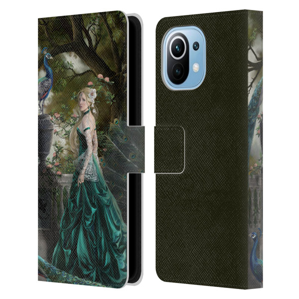 Nene Thomas Art Peacock & Princess In Emerald Leather Book Wallet Case Cover For Xiaomi Mi 11
