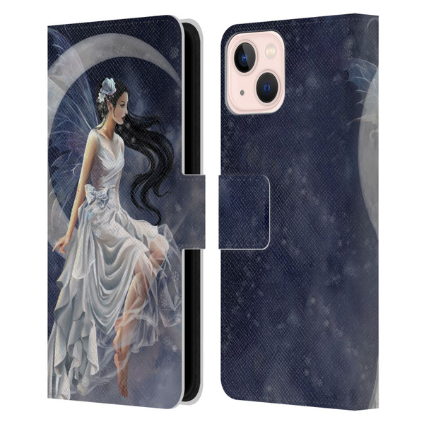 Nene Thomas Crescents Winter Frost Fairy On Moon Leather Book Wallet Case Cover For Apple iPhone 13